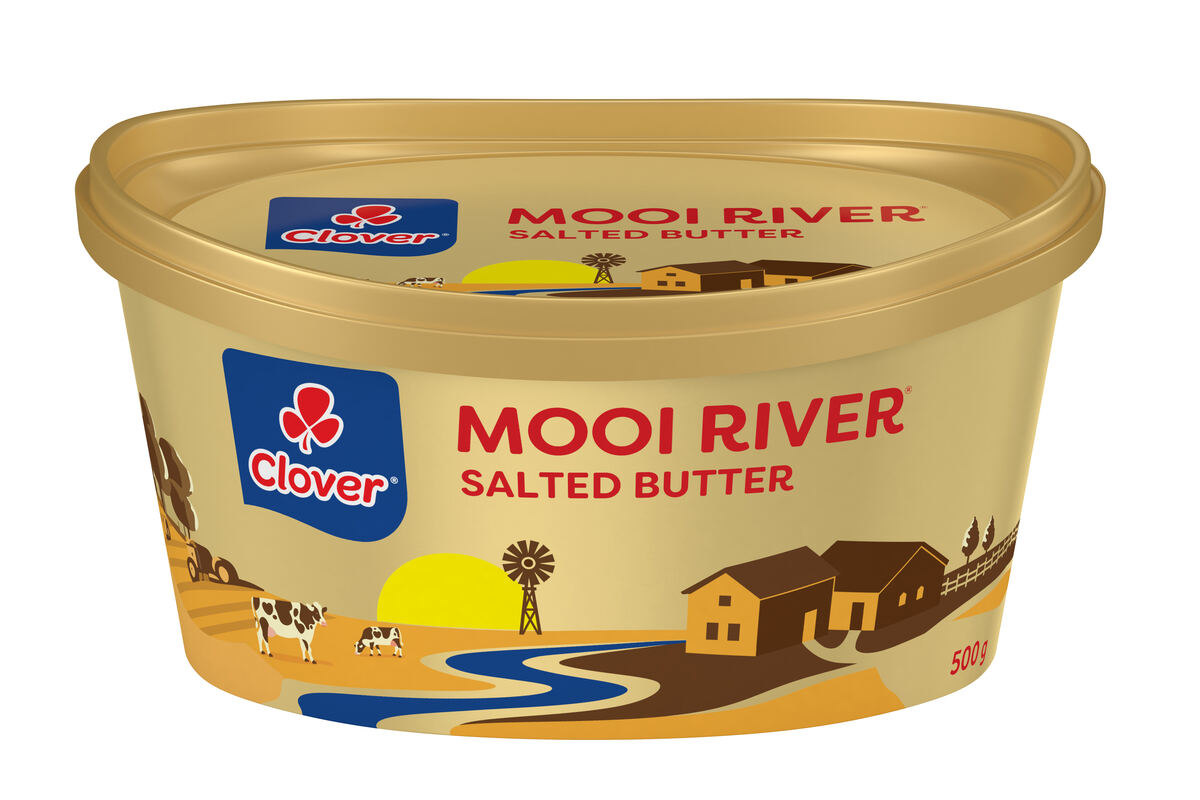 3D render of a Clover Mooi River salted butter tub