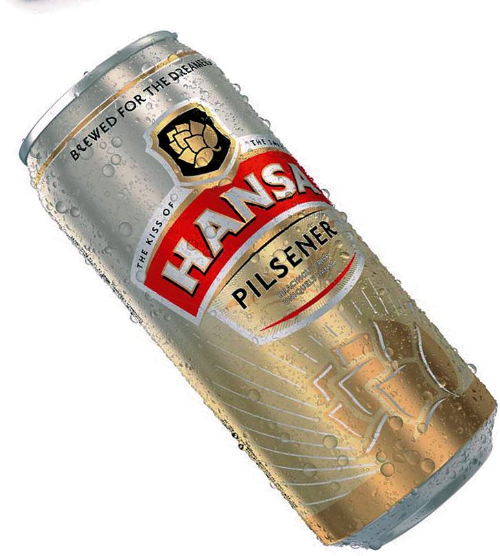 3D render of a chilled Hansa Pilsener can with condensation