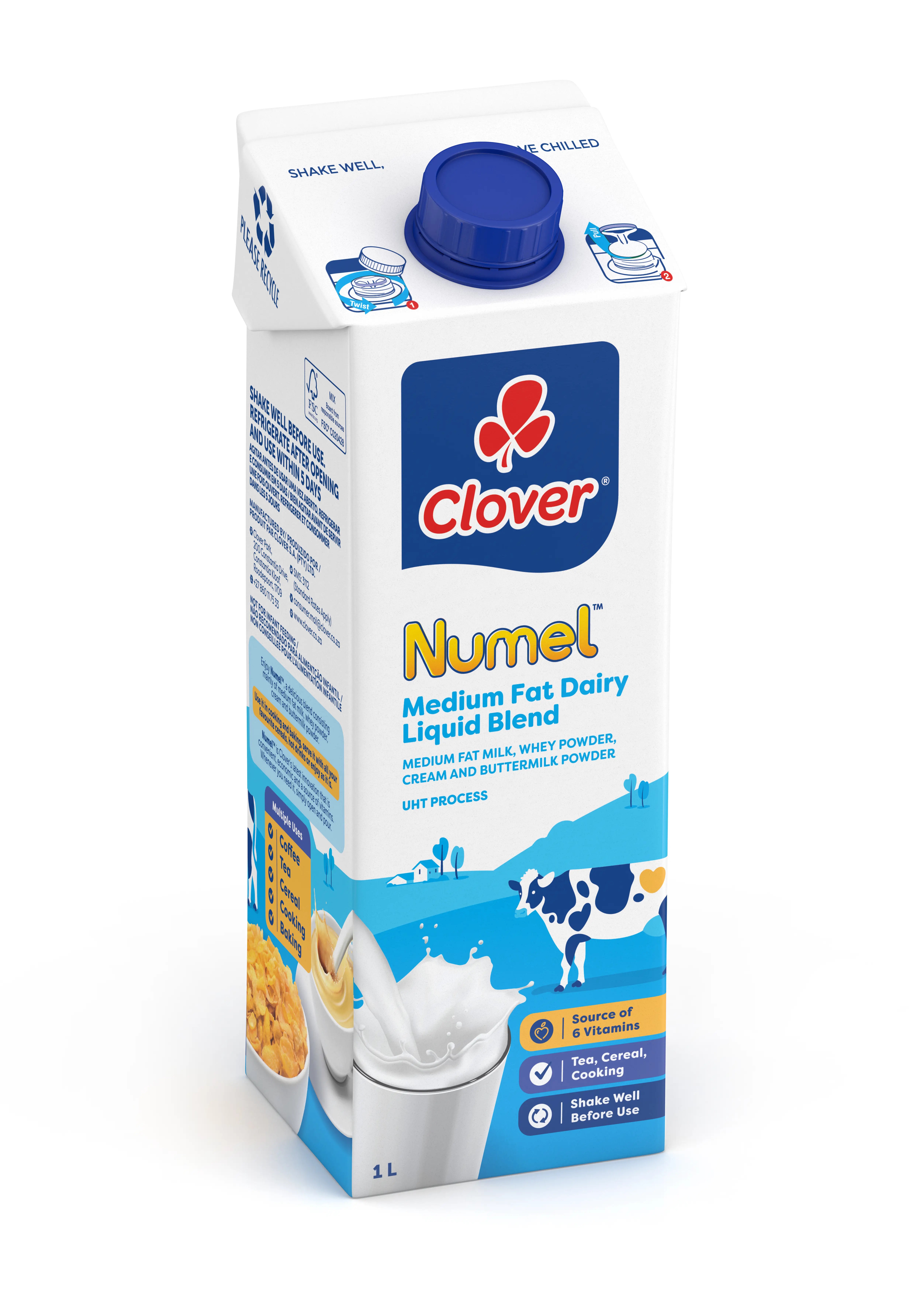 3D render of a Numel 1L milk pack redesign