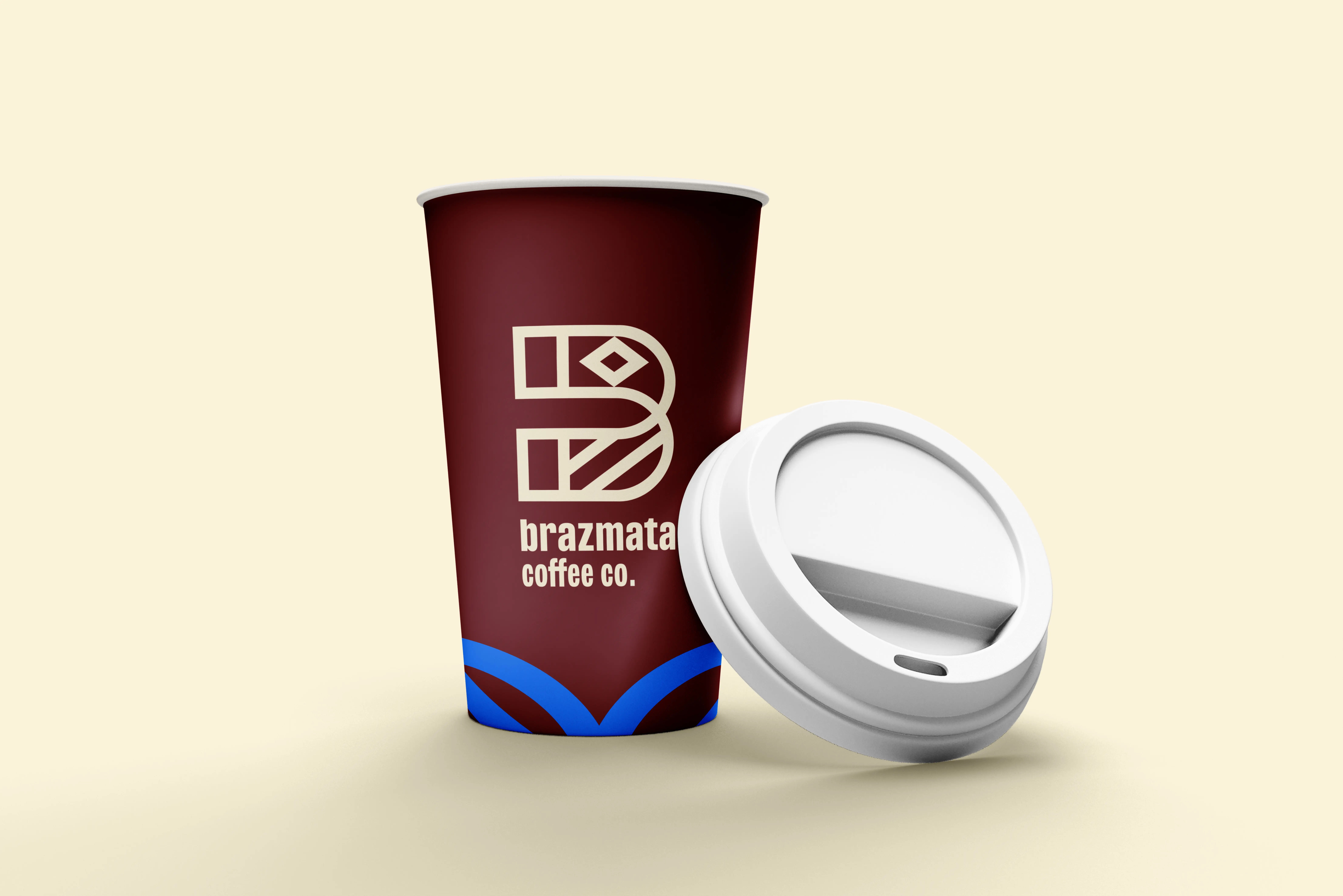 3D render of a branded paper cup