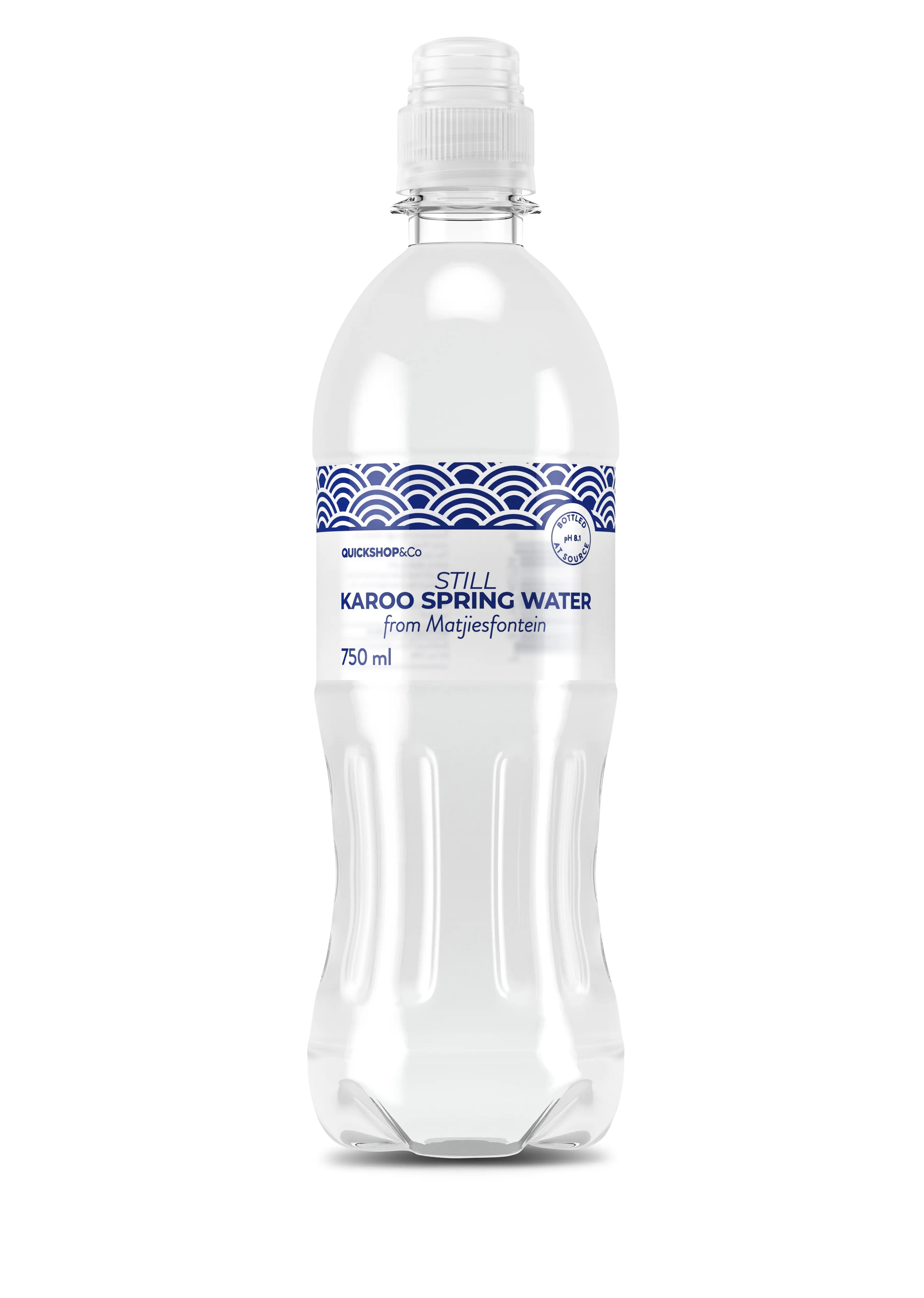 3D render of Q&Co Karoo spring water bottle