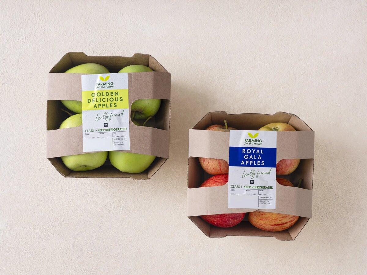 Woolworths Farming for the Future Golden Delicious and Royal Gala apple punnets